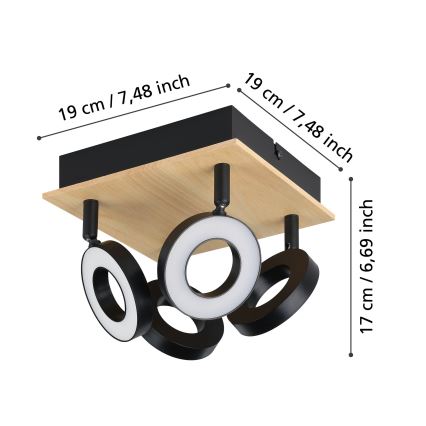 Eglo - Spot LED 4xLED/4,2W/230V, negru/maro