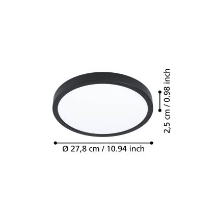 Eglo - Plafonieră LED, 14,2 W, 230 V, 2700/4000/6500K, Ø 27,8 cm, neagră