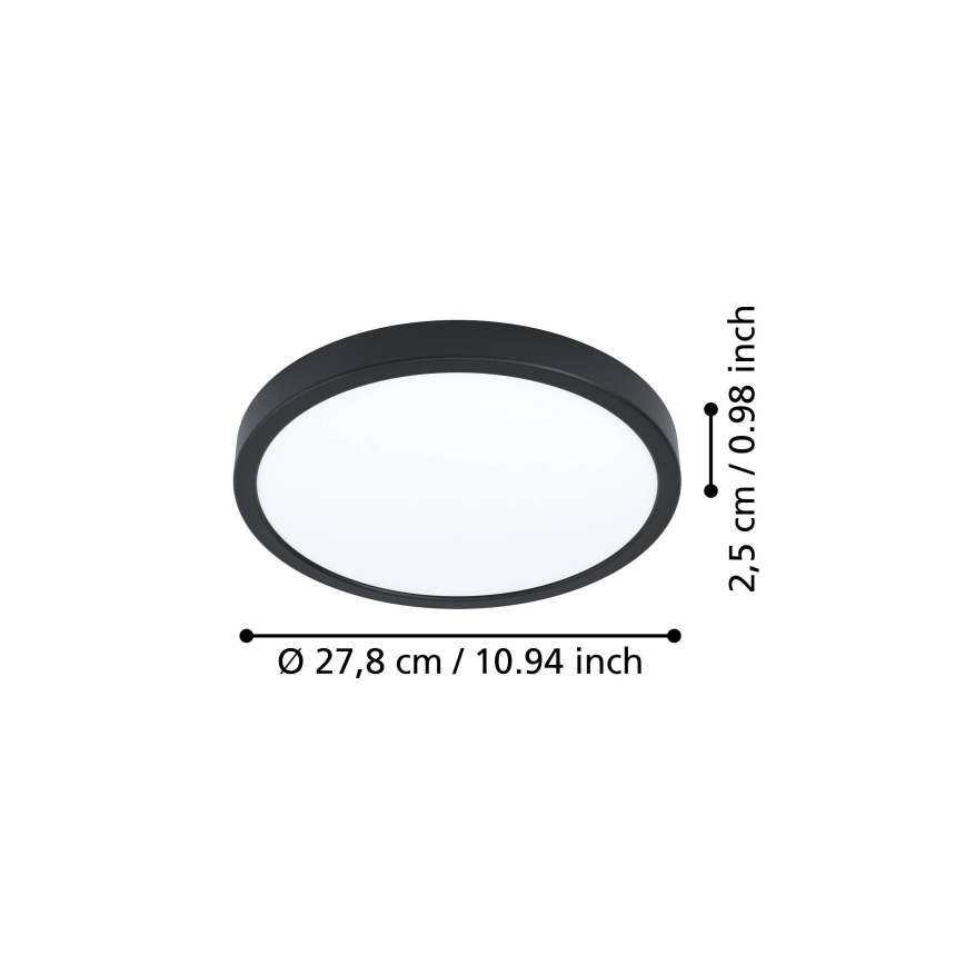 Eglo - Plafonieră LED, 14,2 W, 230 V, 2700/4000/6500K, Ø 27,8 cm, neagră