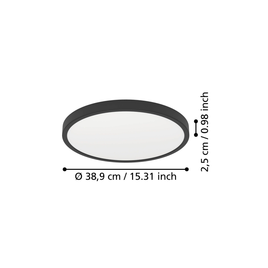 Eglo - Plafonieră LED, 17W, 230V, 2700/4000/6500K, Ø 38,9 cm, neagră