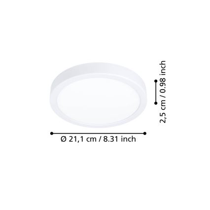 Eglo - Plafonieră LED 11,5 W/230 V, 2700/4000/6500 K, Ø 21,1 cm, albă