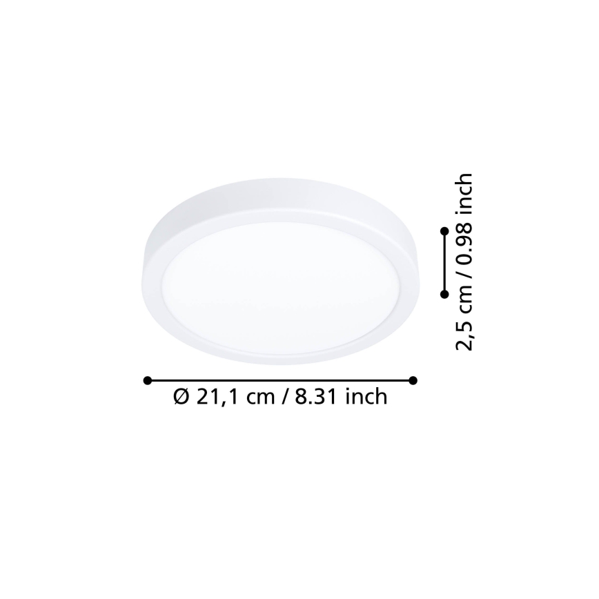 Eglo - Plafonieră LED 11,5 W/230 V, 2700/4000/6500 K, Ø 21,1 cm, albă