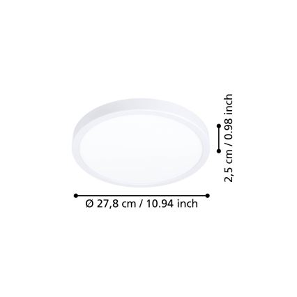 Eglo - Plafonieră LED, 14,2 W, 230 V, 2700/4000/6500 K, Ø 27,8 cm, albă