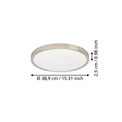 Eglo - Plafonieră LED 17 W, 230 V, temperatură de culoare selectabilă 2700/4000/6500 K, Ø 38,9 cm, crom mat