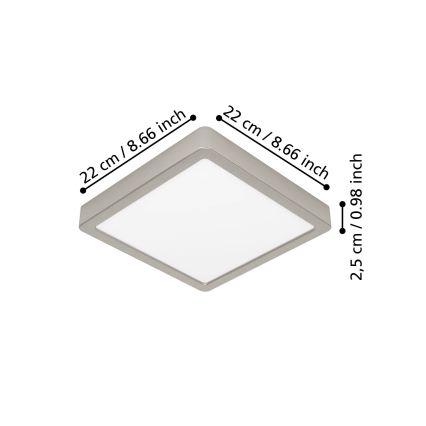 Eglo - Plafonieră LED 10,5 W, 230 V, 2700/4000/6500 K, 22 x 22 cm, crom mat