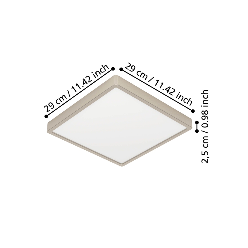Eglo Plafonieră LED, 13W, 230V, 2700/4000/6500K, 29x29 cm, crom mat