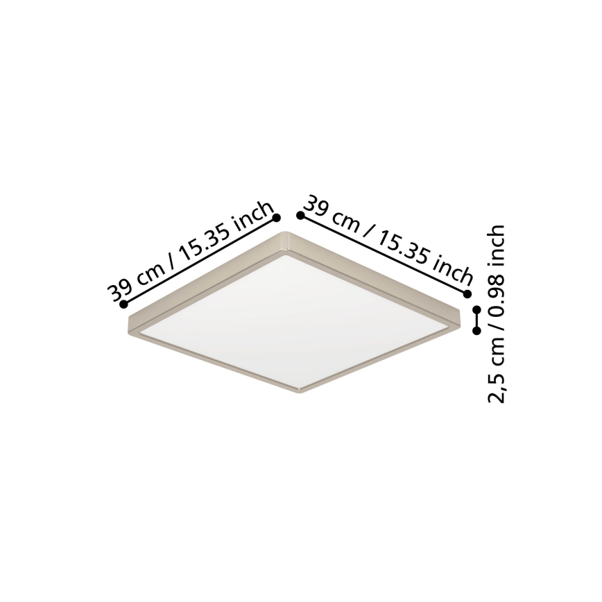 Eglo - Plafonieră LED, 17,5 W/230 V, 2700/4000/6500 K, 39 x 39 cm, crom mat
