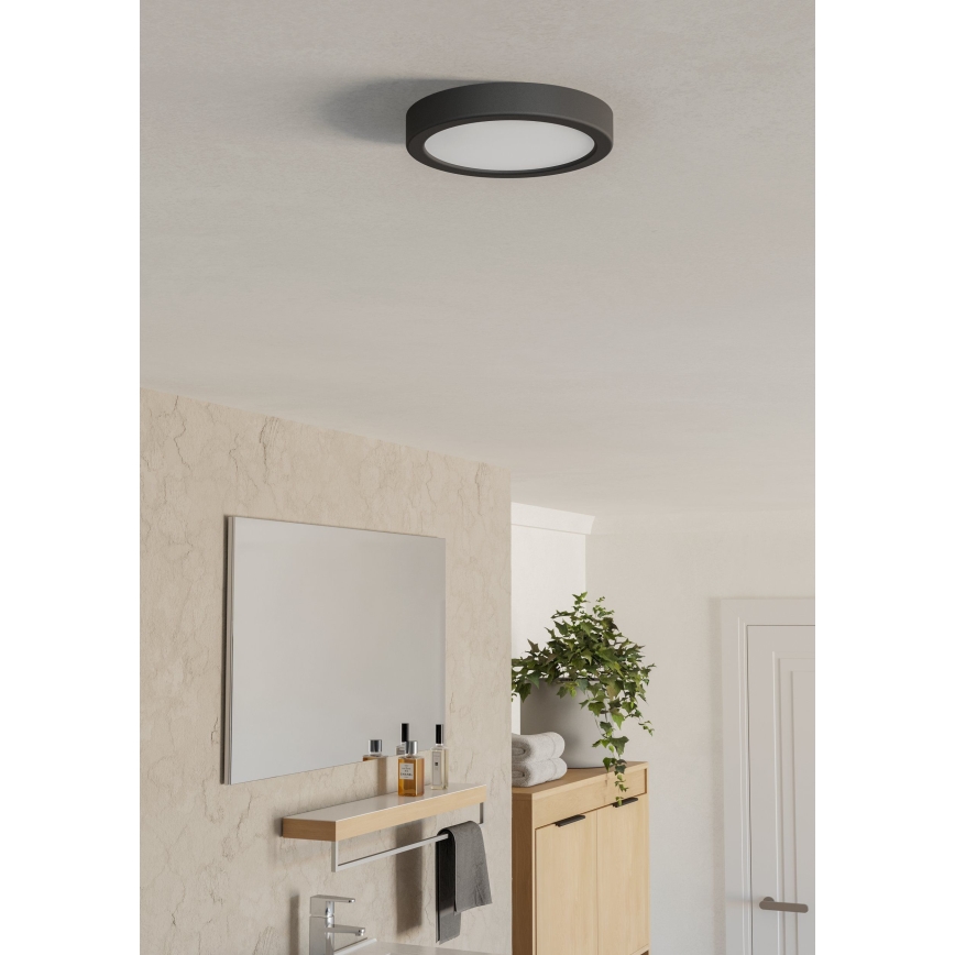 Eglo - Plafonieră LED pentru baie, 7,5 W, 230 V, 2700/4000/6500 K, Ø 16,6 cm, IP44, negru