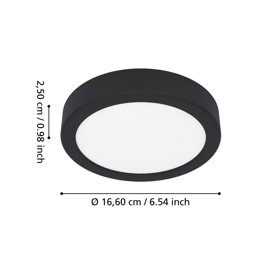 Eglo - Plafonieră LED pentru baie, 7,5 W, 230 V, 2700/4000/6500 K, Ø 16,6 cm, IP44, negru