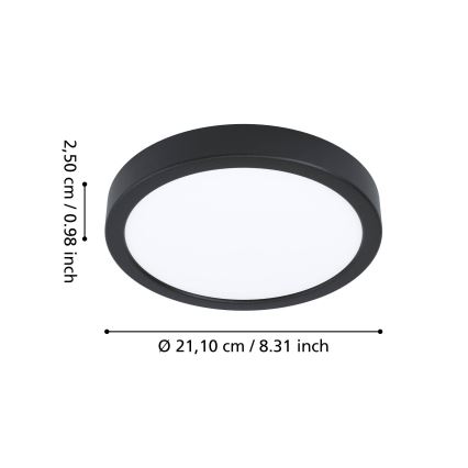 Eglo - Lampă de plafon pentru baie LED, 11,5 W, 230 V, Ø 21,1 cm, IP44, negru