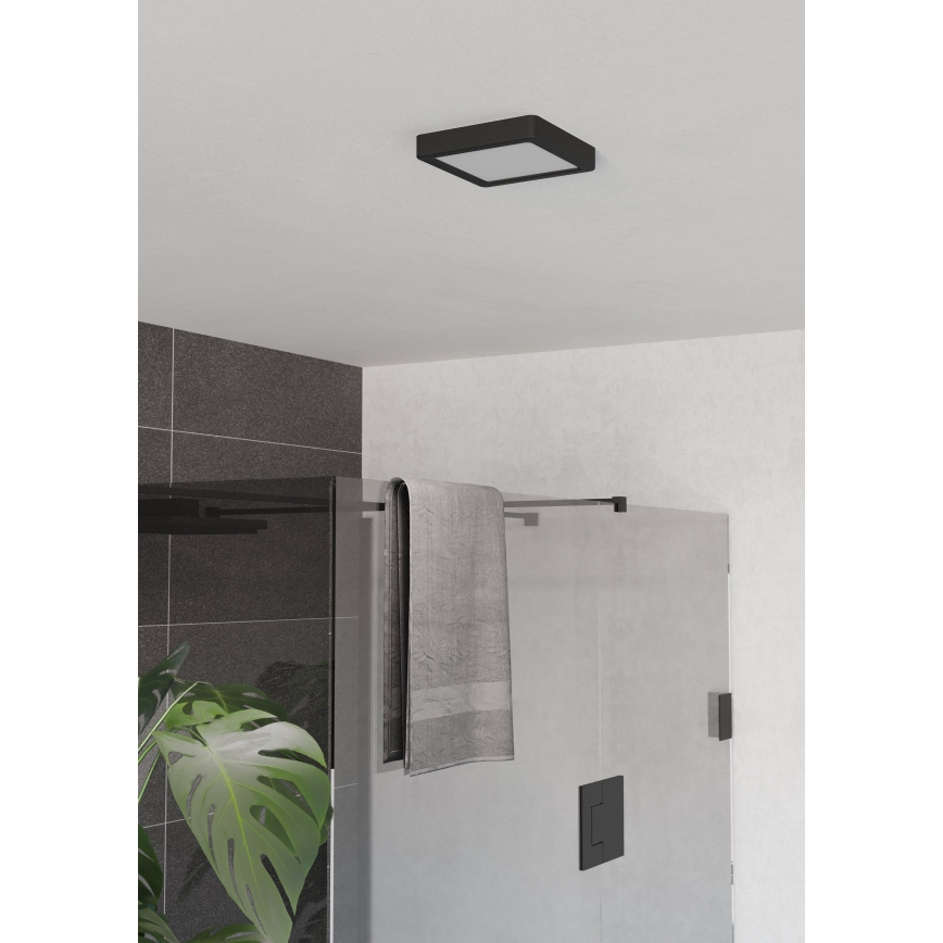 Eglo - Plafonieră LED pentru baie, 7W, 230V, 2700/4000/6500K, 15x15 cm, IP44, negru