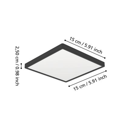Eglo - Plafonieră LED pentru baie LED/7W/230V 15x15 cm IP44 negru