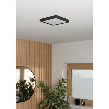 Eglo - Plafonieră LED pentru baie, 10,5 W, 230 V, 22 x 22 cm, IP44, neagră