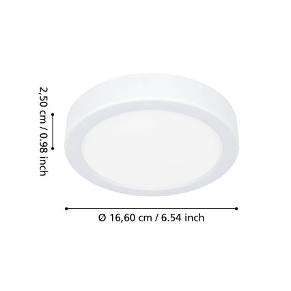Eglo - Plafonieră LED pentru baie, 7,5 W, 230 V, 2700/4000/6500 K, Ø 16,6 cm, IP44, alb