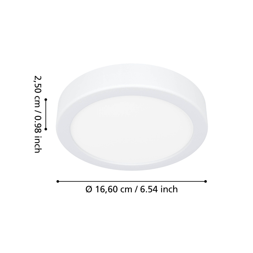 Eglo - Plafonieră LED pentru baie, 7,5 W, 230 V, 2700/4000/6500 K, Ø 16,6 cm, IP44, alb
