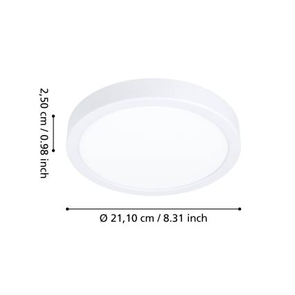 Eglo - Plafonieră LED pentru baie, 11,5 W/230 V, Ø 21,1 cm, IP44, albă