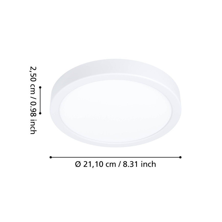 Eglo - Plafonieră LED pentru baie, 11,5 W, 230 V, 2700/4000/6500 K, Ø 21,1 cm, IP44, albă