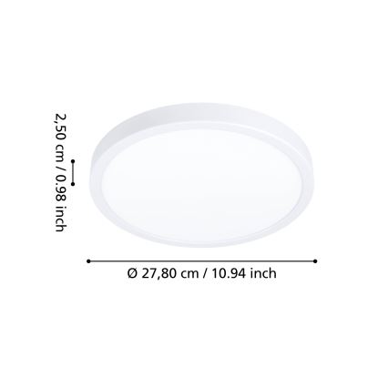 Eglo - Plafonieră LED pentru baie, 14,2 W, 230 V, 2700/4000/6500 K, Ø 27,8 cm, IP44, alb