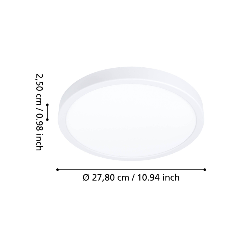 Eglo - Plafonieră LED pentru baie, 14,2 W, 230 V, 2700/4000/6500 K, Ø 27,8 cm, IP44, alb