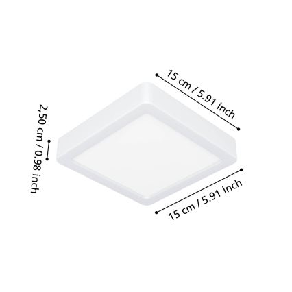Eglo - Plafonieră LED pentru baie LED/7W/230V 2700/4000/6500K 15x15 cm IP44 alb