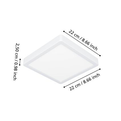 Eglo - LED Plafonieră pentru baie LED/10,5W/230V 2700/4000/6500K 22x22 cm IP44 albă