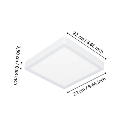 Eglo - Plafonieră LED pentru baie, 10,5W/230V, 22x22 cm, IP44, albă