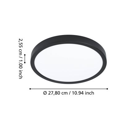 Eglo - Plafonieră LED RGBW dimmabilă pentru baie LED/14,3W/230V 2700-6500K Ø 27,8cm IP44 negru