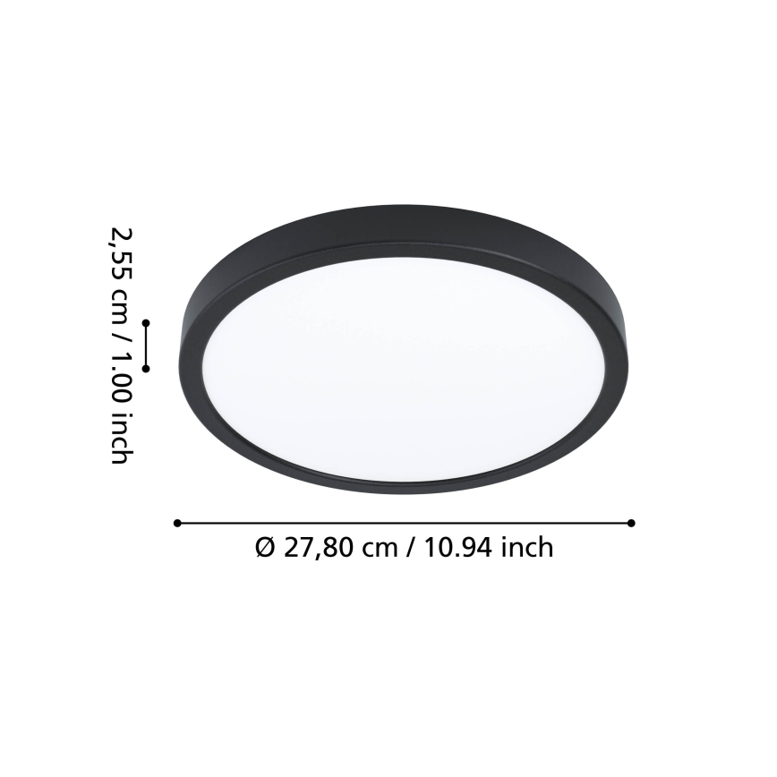 Eglo - Plafonieră LED RGBW dimmabilă pentru baie LED/14,3W/230V 2700-6500K Ø 27,8cm IP44 negru