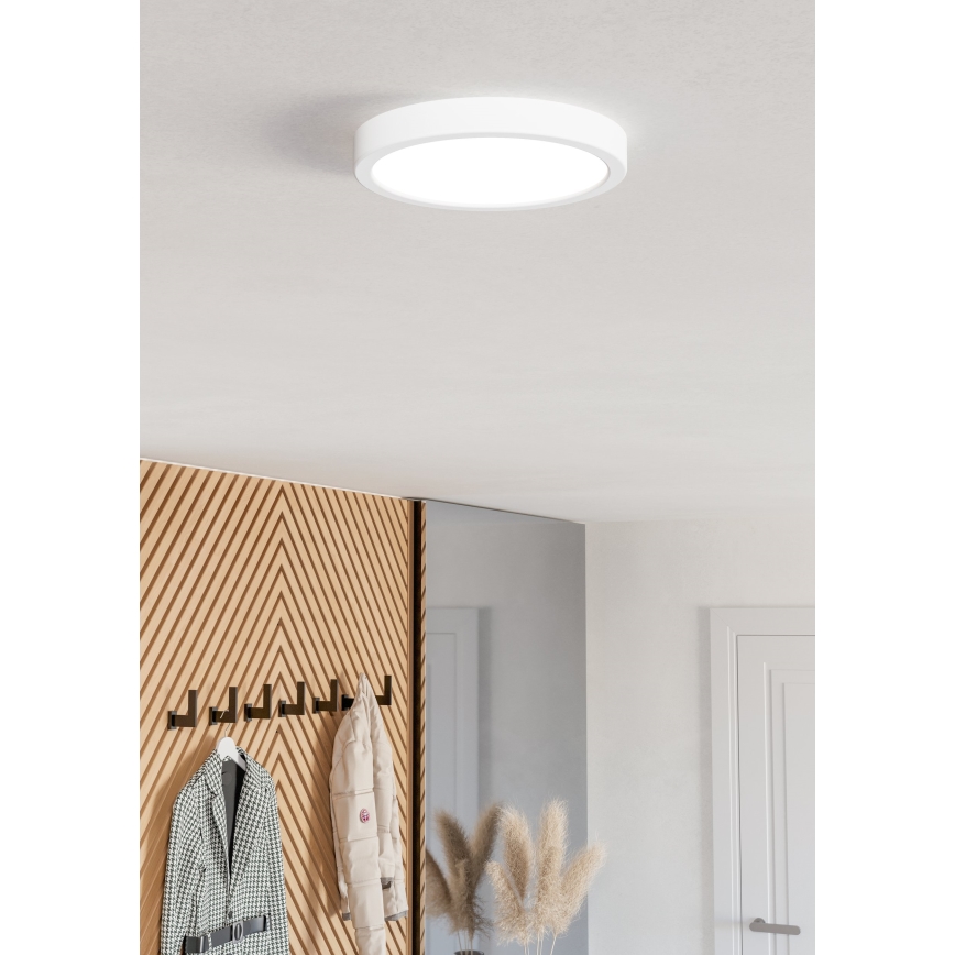 Eglo - Plafonieră de baie LED RGBW dimabilă, 11,2 W/230 V, 2700-6500 K, Ø 21,1 cm, IP44, albă