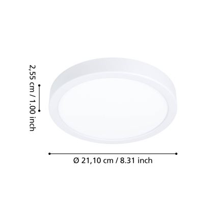 Eglo - Plafonieră de baie LED RGBW dimabilă, 11,2 W/230 V, 2700-6500 K, Ø 21,1 cm, IP44, albă