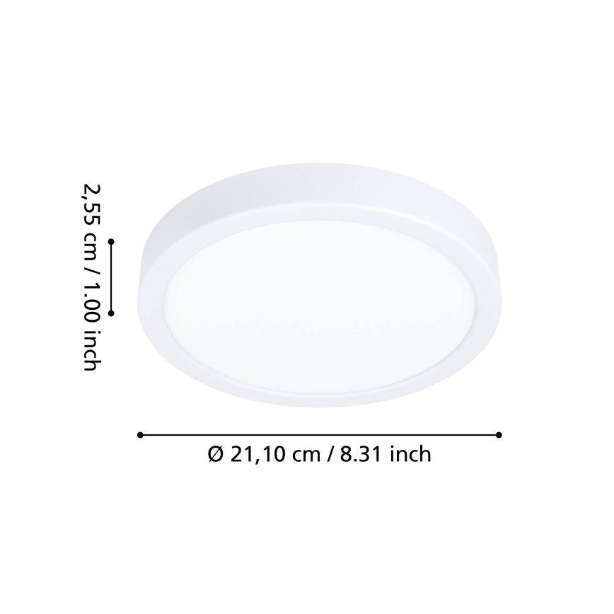Eglo - Plafonieră de baie LED RGBW dimabilă, 11,2 W/230 V, 2700-6500 K, Ø 21,1 cm, IP44, albă