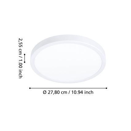 Eglo - Plafonieră LED RGBW reglabilă pentru baie, 14,3W/230V, 2700-6500K, Ø 27,8 cm, IP44, albă
