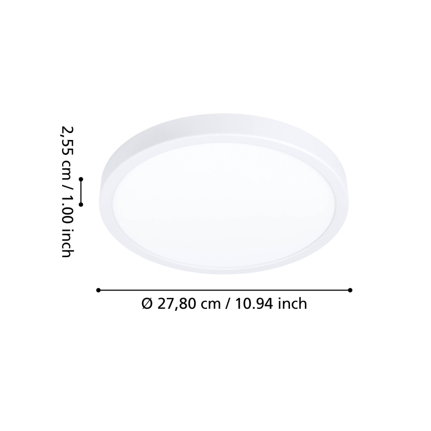 Eglo - Plafonieră LED RGBW reglabilă pentru baie, 14,3W/230V, 2700-6500K, Ø 27,8 cm, IP44, albă