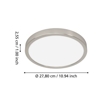 Eglo Plafonieră LED RGBW dimabilă pentru baie, 14,3 W, 230 V, 2700-6500 K, Ø 27,8 cm, IP44, crom mat
