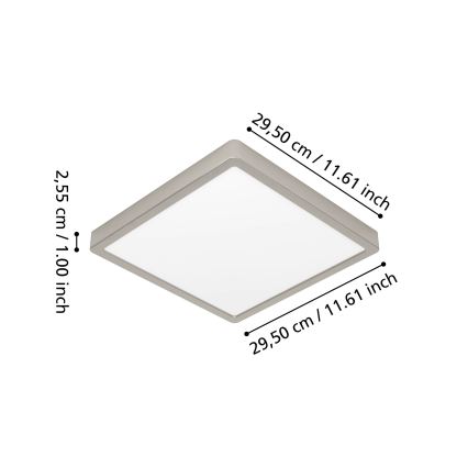 Eglo – Plafonieră LED RGBW cu funcție dimmer pentru baie, LED/13,5W/230V, 2700-6500K, 29,5x29,5 cm, IP44, crom mat