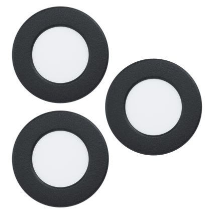 Eglo - Set 3x spoturi LED încastrate, 3,7 W, 230 V, 2700/4000/6500 K, Ø 8,8 cm, negru