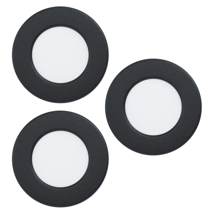 Eglo - Set 3x spoturi LED încastrate, 3,7 W, 230 V, 2700/4000/6500 K, Ø 8,8 cm, negru