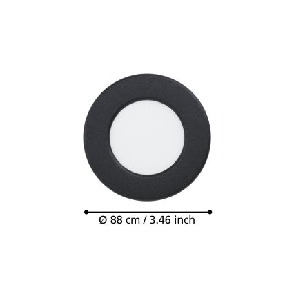 Eglo - Set 3x spoturi LED încastrate, 3,7 W, 230 V, 2700/4000/6500 K, Ø 8,8 cm, negru