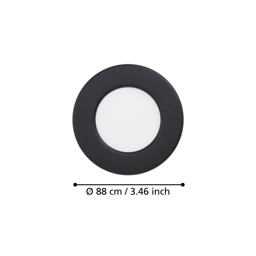 Eglo - Set 3x spoturi LED încastrate, 3,7 W, 230 V, 2700/4000/6500 K, Ø 8,8 cm, negru