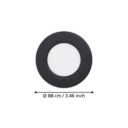 Eglo - Spot LED încastrat, 3,7 W, 230 V, 2700/4000/6500 K, Ø 8,8 cm, negru
