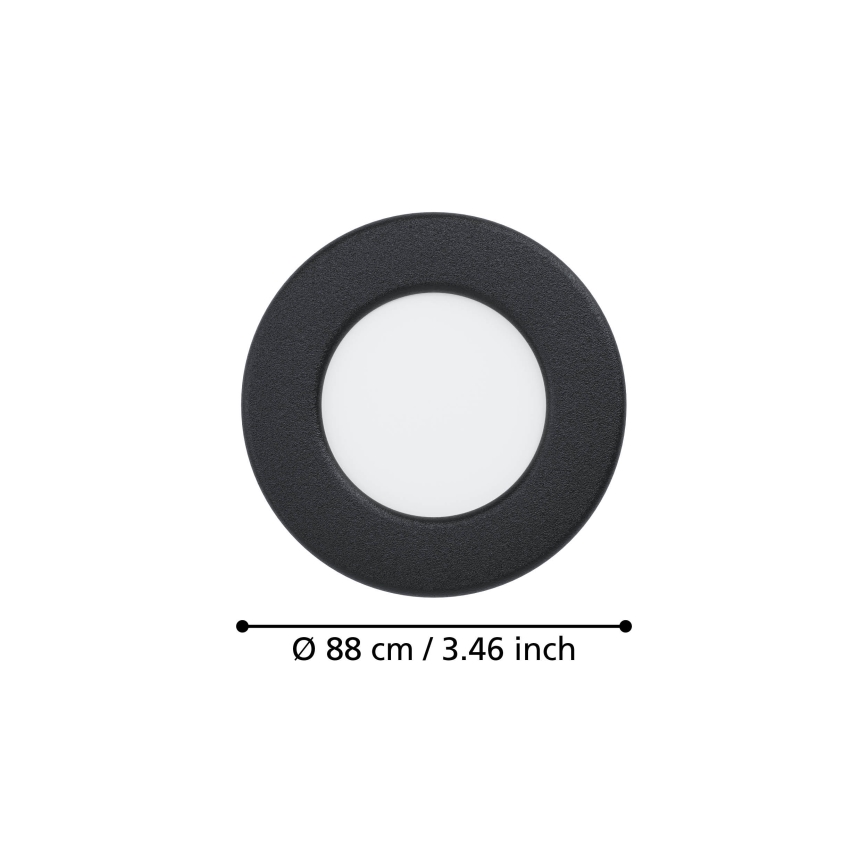 Eglo - Spot LED încastrat, 3,7 W, 230 V, 2700/4000/6500 K, Ø 8,8 cm, negru