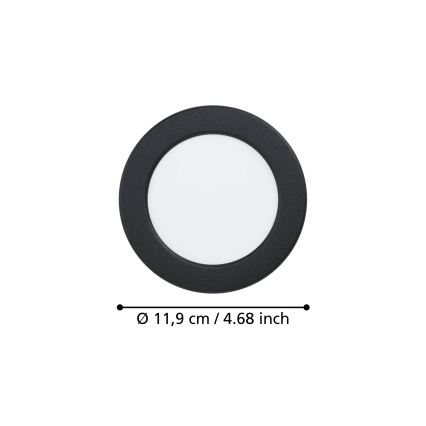 Eglo - Corp de iluminat încastrat LED/6,3W/230V 2700/4000/6500K Ø 11,9 cm negru