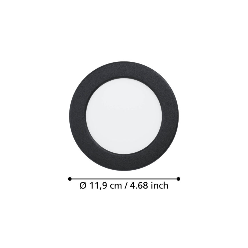 Eglo - Corp de iluminat încastrat LED/6,3W/230V 2700/4000/6500K Ø 11,9 cm negru
