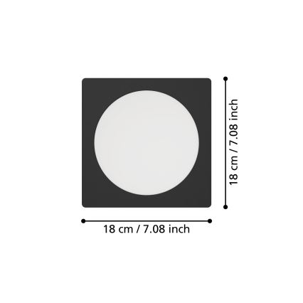 Eglo - Plafonieră LED încastrabilă 10,5W/230V 2700/4000/6500K 16,6x16,6 cm neagră