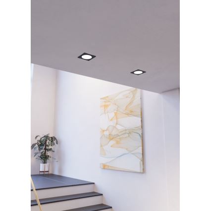 Eglo - Plafonieră LED încastrată, 18,5 W, 230 V, 2700/4000/6500 K, 21,6 x 21,6 cm, negru