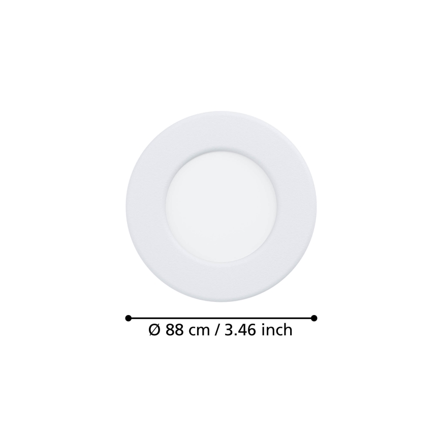 Eglo - Set 3x spoturi LED încastrate, 3,7 W, 230 V, 2700/4000/6500 K, Ø 8,8 cm, alb