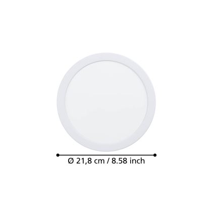 Eglo - Plafonieră LED încastrată 18,5 W, 230 V, 2700/4000/6500 K, Ø 21,6 cm, alb