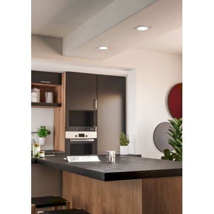 Eglo - Plafonieră LED încastrată, 6,3W, 230V, 2700/4000/6500K, 11,9x11,9 cm, alb