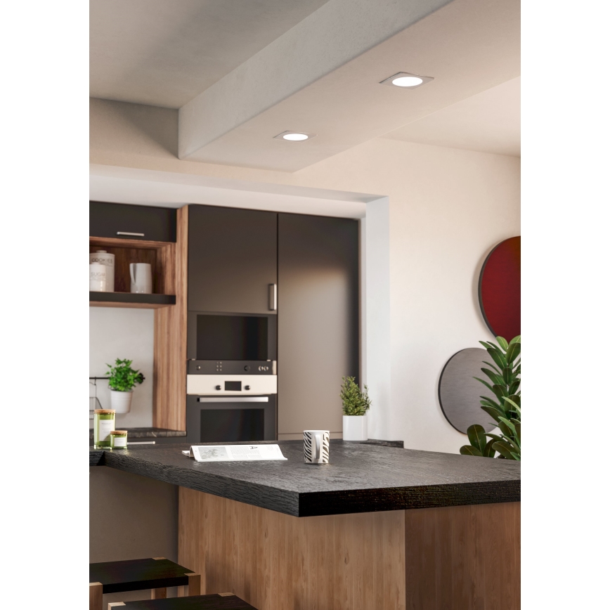 Eglo - Plafonieră LED încastrată, 6,3W, 230V, 2700/4000/6500K, 11,9x11,9 cm, alb