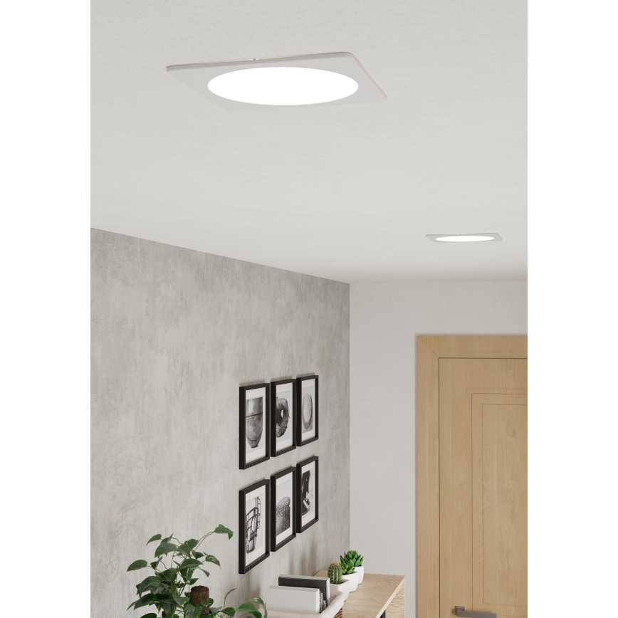 Eglo - Plafonieră LED încastrată, 10,5W, 230V, 2700/4000/6500K, 16,6x16,6 cm, alb